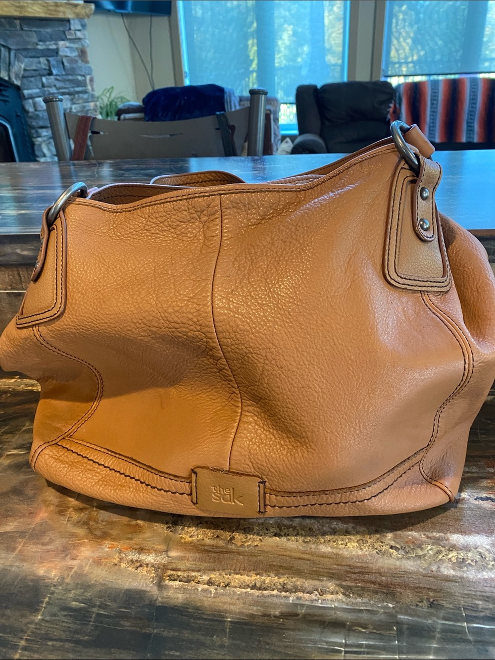 The Sak Ashbury Dark Amber Leather Hobo Shoulder Bag Medium Shopper Purse